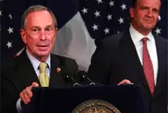Photograph of Bloomberg announcing new deputy mayor for economic development, Robert Steel